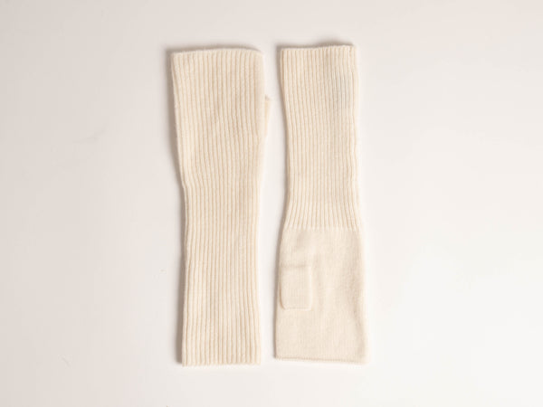 Cashmere Arm Warmers - Cream | Lewis Cho